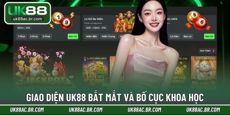Giao diện UK88 bắt mắt và bố cục khoa học