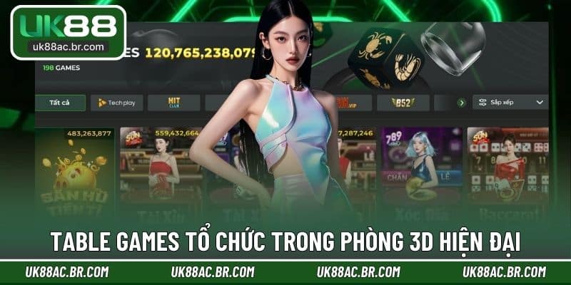 Table games tổ chức trong phòng 3D hiện đại